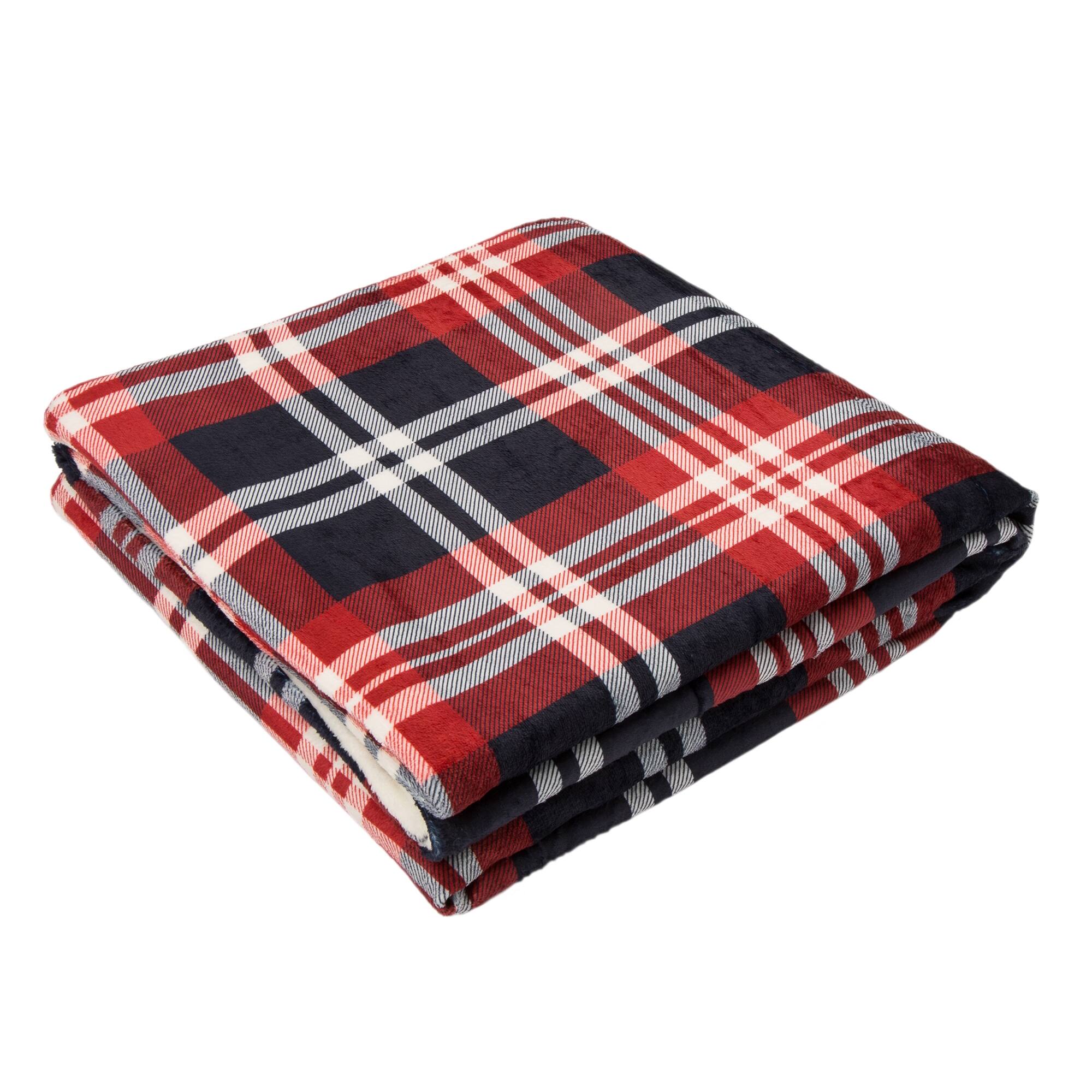 Glitzhome® Polar Fleece & Plaid Reversible Duvet Cover